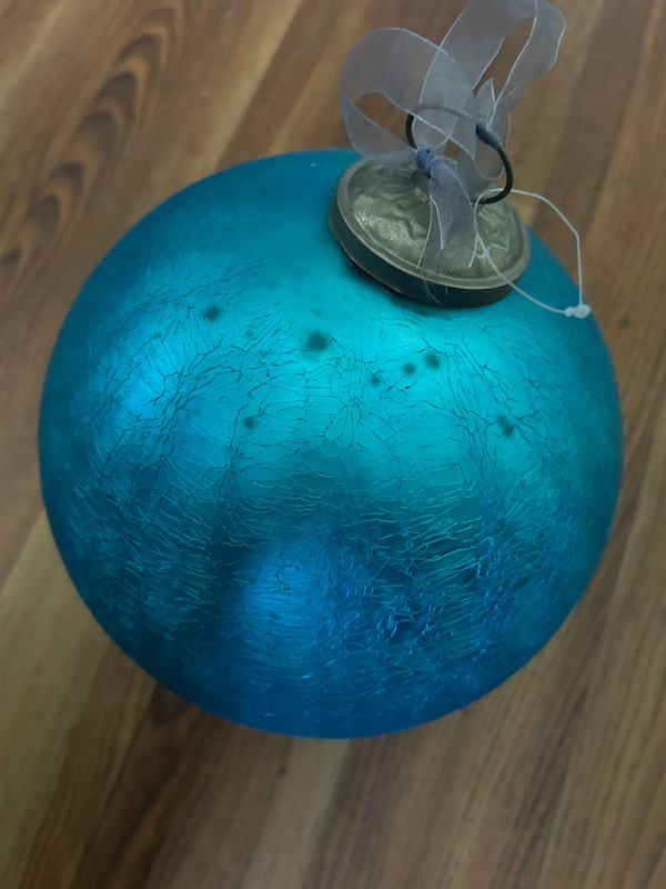 Antique Blue Glass 9" German Kugel Christmas Ornament India Large