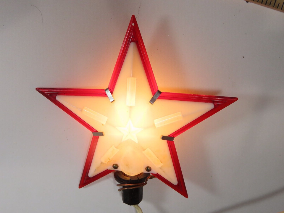 Paramount White Red Trim Star Electric Christmas Tree Topper Vintage 9
