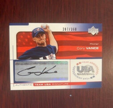 2004 UD Team USA Baseball COREY VANCE  Certified Autographed Card