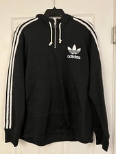 Adidas Black 1/4 Zip Trefoil White Stripes Size Medium LongSleeve Sweatshirt New