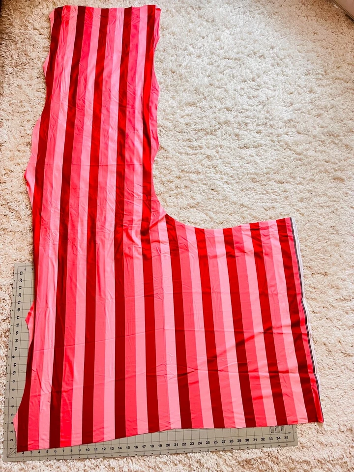 Red and pink stripes stretch fabric, double brush poly fabric Remnant - Image 3 of 3