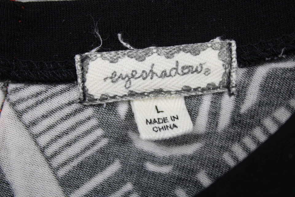 Blusa de sombra de ojos para mujer talla L blanca y negra 1/4 cremallera trasera manga corta Foto 3 de 4