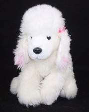 Animal Alley White Poodle Dog Pink Bows Stuffed Plush Animal 12" Floppy Beans