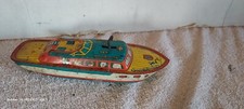 Vintage U.S.A. J Chein  Company Mark 1 Wind-Up Tin Toy Speed Boat