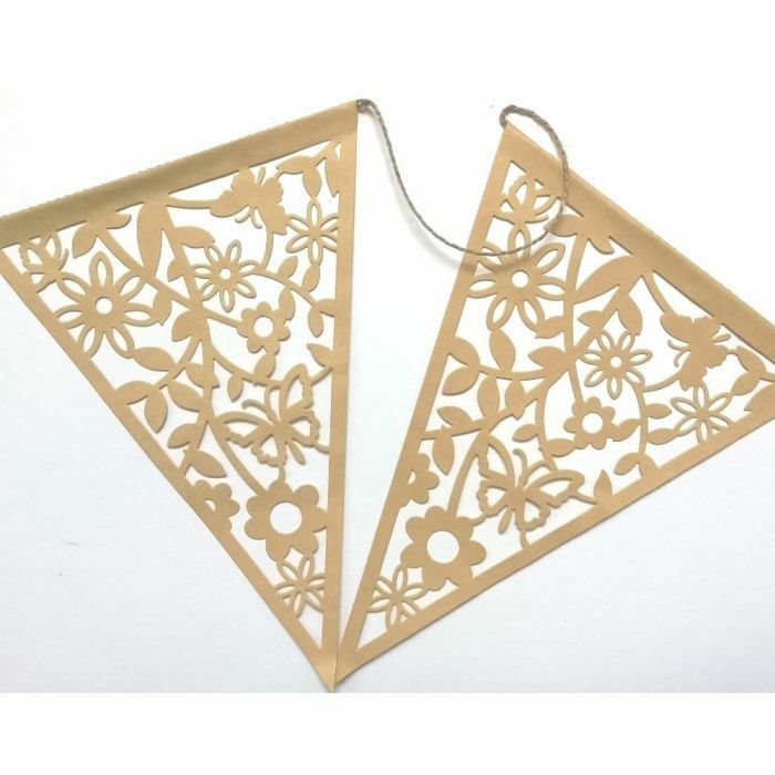KRAFT LACE PAPER WEDDING BUNTING Vintage Butterfly Floral Bunting Banner Garland