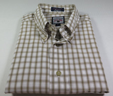 Faconnable Mens Long Sleeve Pure Cotton Brown Beige Checks Casual Shirt XL USA
