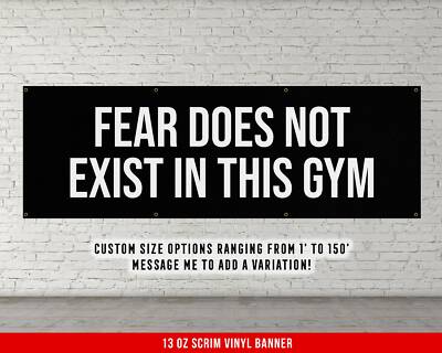 Motivational Gym Wall Art - Fear Does Not Exist Inspirational Banner