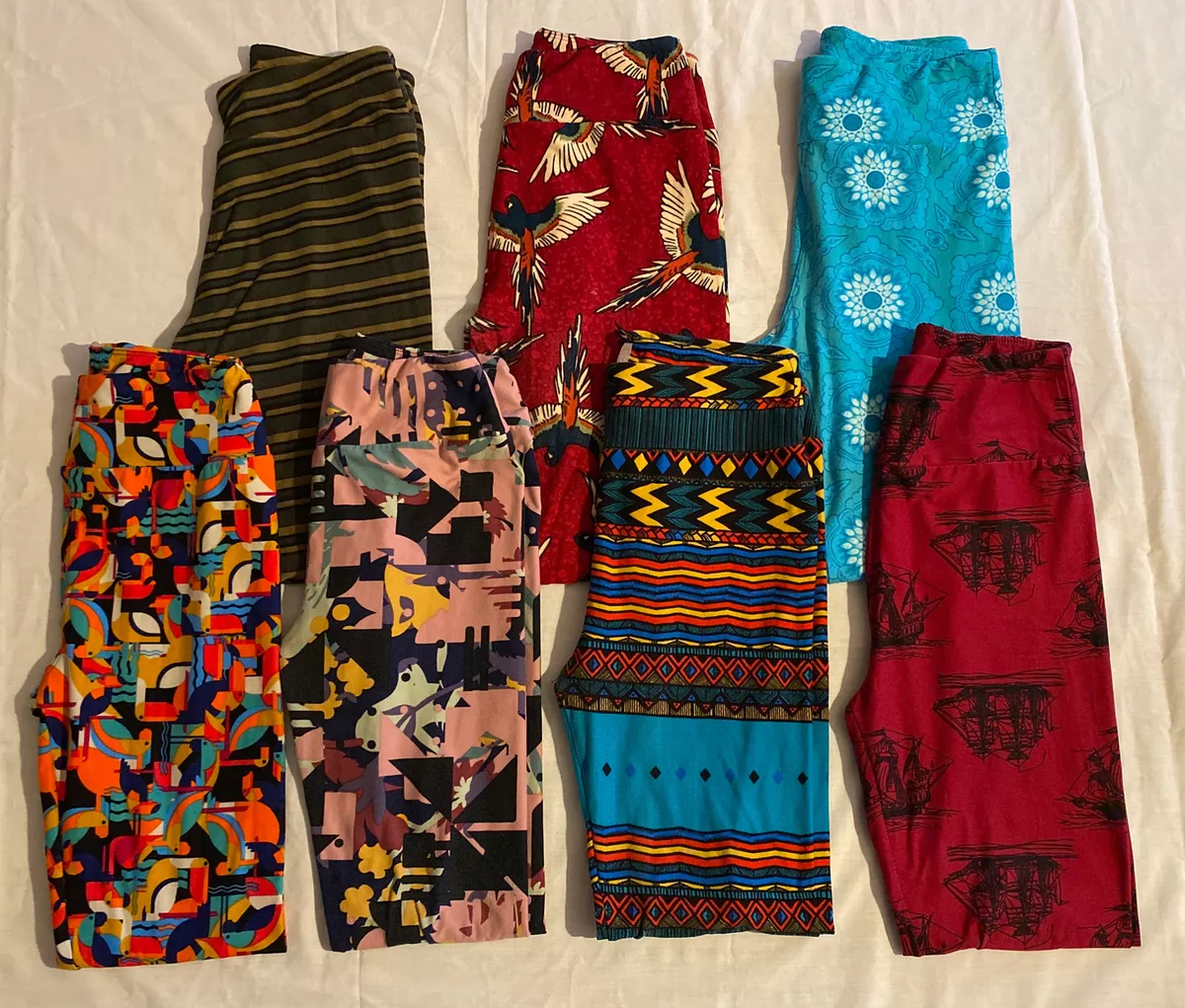 Lularoe Leggings Lot of 7 OS One Size Various Prints Super Cool