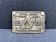 Vintage 1988 United States Shooting Team Belt Buckle XXIV Olympiad, Seoul, Korea