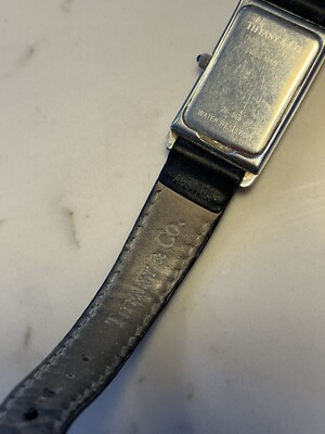 Vintage 1996 Tiffany & Co Black Leather Watch Rectangular  display picture 2