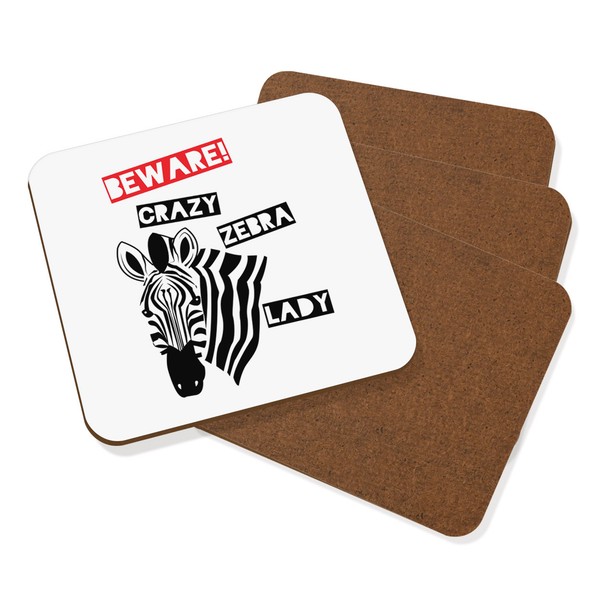 Beware VerrüCkte Zebra Damen Untersetzer GeträNke Set Mit 4 - Lustig Tiere-image