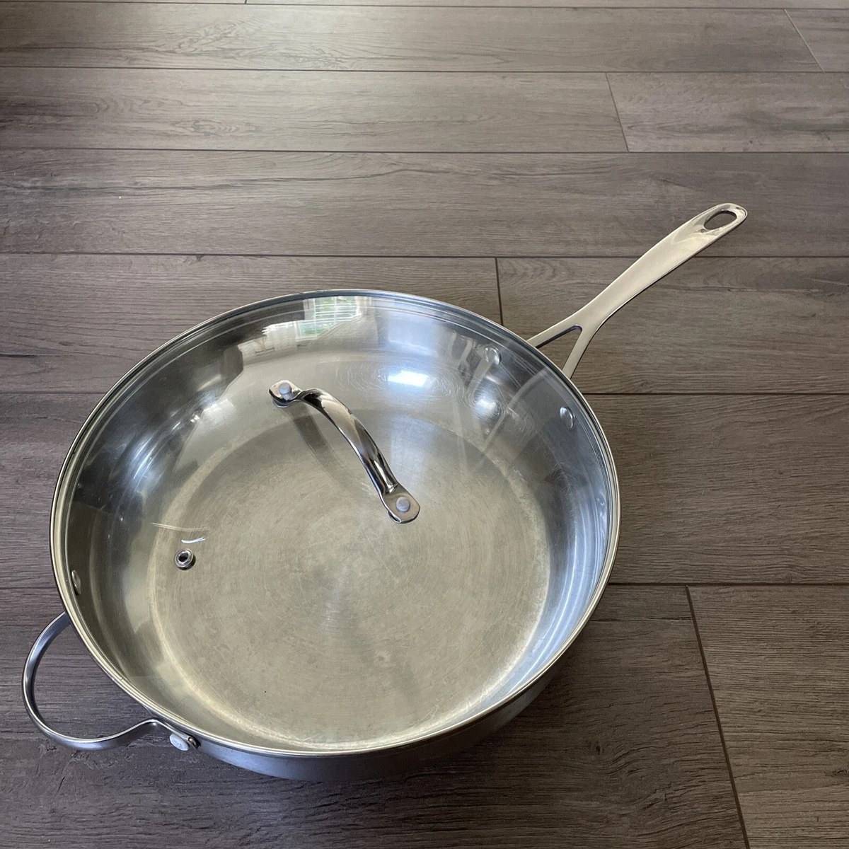 Crofton 12” Stainless Steel Skillet Sauté Fry Pan With Glass Lid