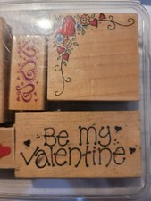 Valentine Rubber Stamps Lot/6 Hearts, Bears, Be My Valentine, I Love You