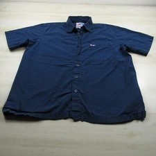 Pelagic Shirt Men Medium Blue Button Up Cotton Fishing Outdoor Short Sleeve