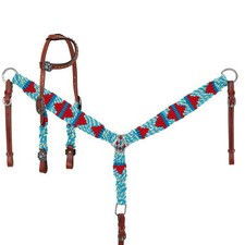 Showman Fire and Ice Mohair One Ear Horse Headstall and Breastcollar Set
