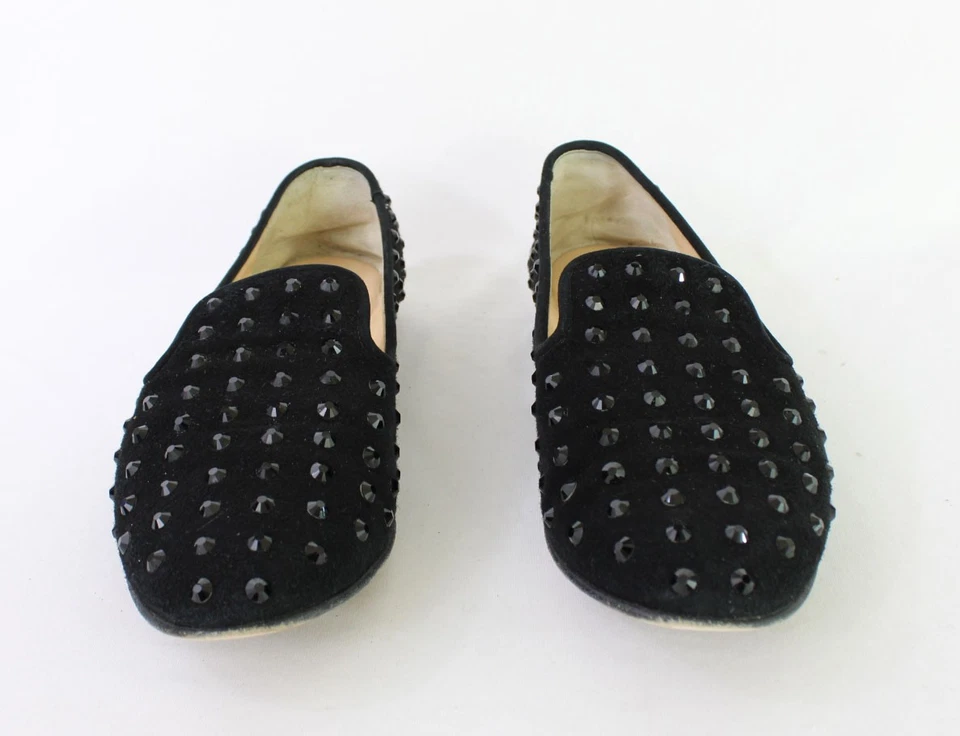 Zapato mocasín plano Giuseppe Zanotti para mujer negro gamuza con cuentas 37 1/2 EE. UU. 7,5 Foto 2 de 4