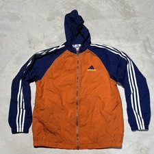 VINTAGE 90s ADIDAS Full Zip Hooded Windbreaker Jacket Youth SZ XL Colorblock