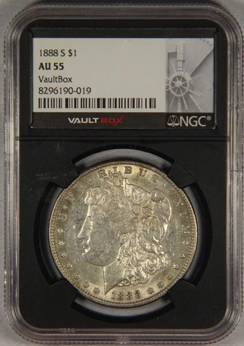 1888-S Morgan Silver Dollar NGC AU55 VaultBox $1