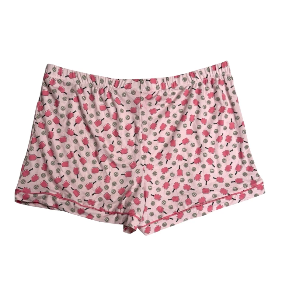 Isaac Mizrahi Rosa Pickle Ball 2 Piezas Pantalones Cortos Manga Corta Top Conjunto de Pijama Cómodo Foto 4 de 4