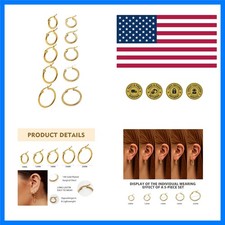 5 Pairs Silver Gold Small Hoop Earrings for Women Surgical Steel Huggie Set ...