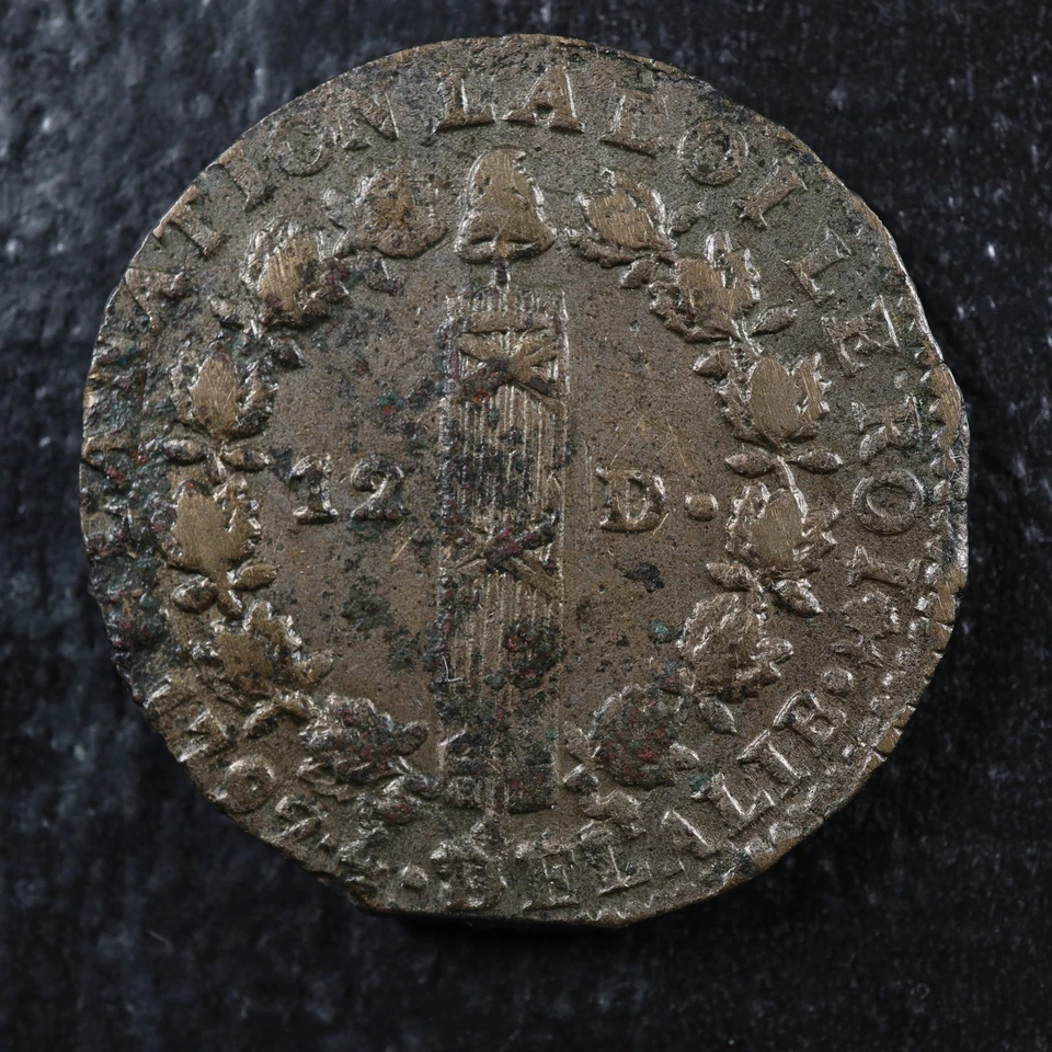 12 deniers 1792Ṭ Saumur France KM#600.15b Bronze Constitution - Image 1 of 2