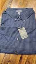 Van Heusen Dress Shirt Men's 2XL Blue Stripe Fitted Wrinkle Free