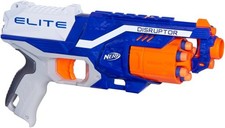 NERF Disruptor Elite Blaster - 6-Dart Rotating Drum, Slam Fire, Multi Color