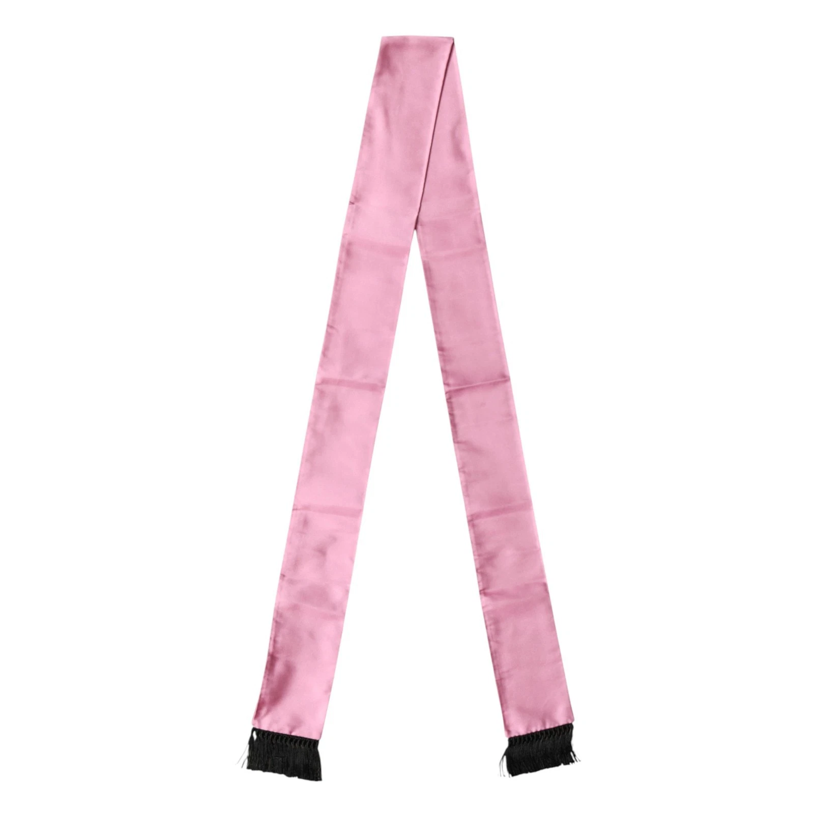 DOLCE & GABBANA Scarf Pink Silk Fringes Neck Wrap Foulard 160.5cm x 8cm 450usd