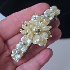 Vintage Faux Pearls Beads Barrette Hair Clip