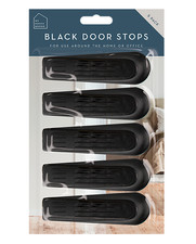 Black Plastic Door Stops 5 Pack Non-Slip Door Wedges Floor Protector