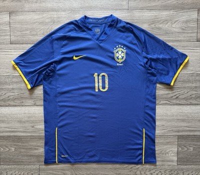 Brazil 2008 2009 Away Jersey Blue #10 Football Shirt 265660-495