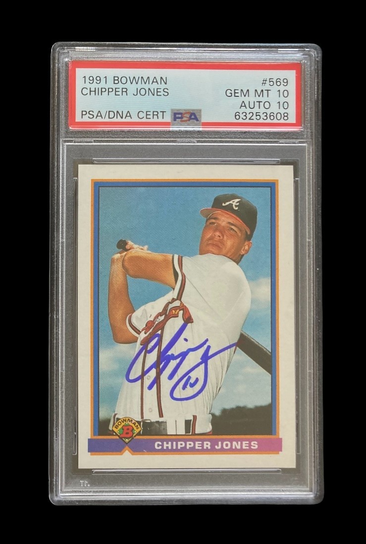 1991-92 Bowman Chipper Jones #569 PSA 10 / AUTO 10 Rookie