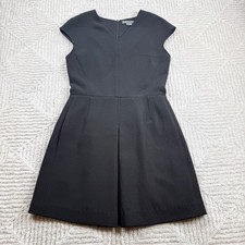 Vince V-Neck Cap Sleeve Mini Dress Women's 2 Black LBD Cocktail Party Work Chic