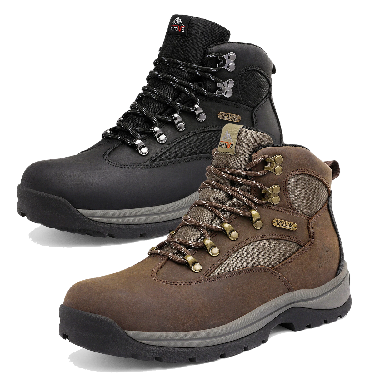 NORTIV 8 Men\'s Steel Toe Ankle Work Boots Outdoor Safety‎ Waterproof New Sz 9 02:03--  main image 2