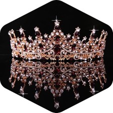 Crystal Crowns and Tiaras Headband for Women Birthday Party Gold Violet
