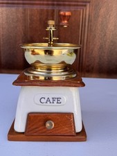 Vintage Coffee Grinder with Porcelain Body, Handcrafted, Mid-20th Century