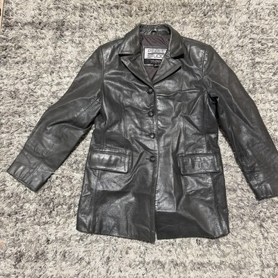 Pelle Studio Wilsons Leather Gray Button Front Jacket Coat Womens Large