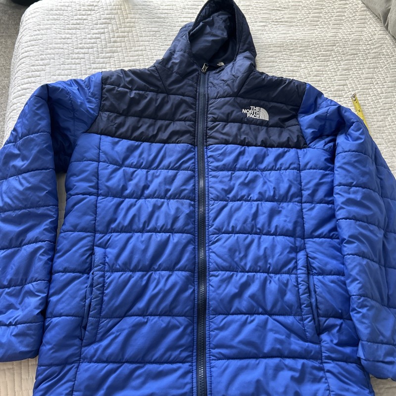 The North Face Down Jacket Boys X L Black Blue Reversible  Quilted Puffer