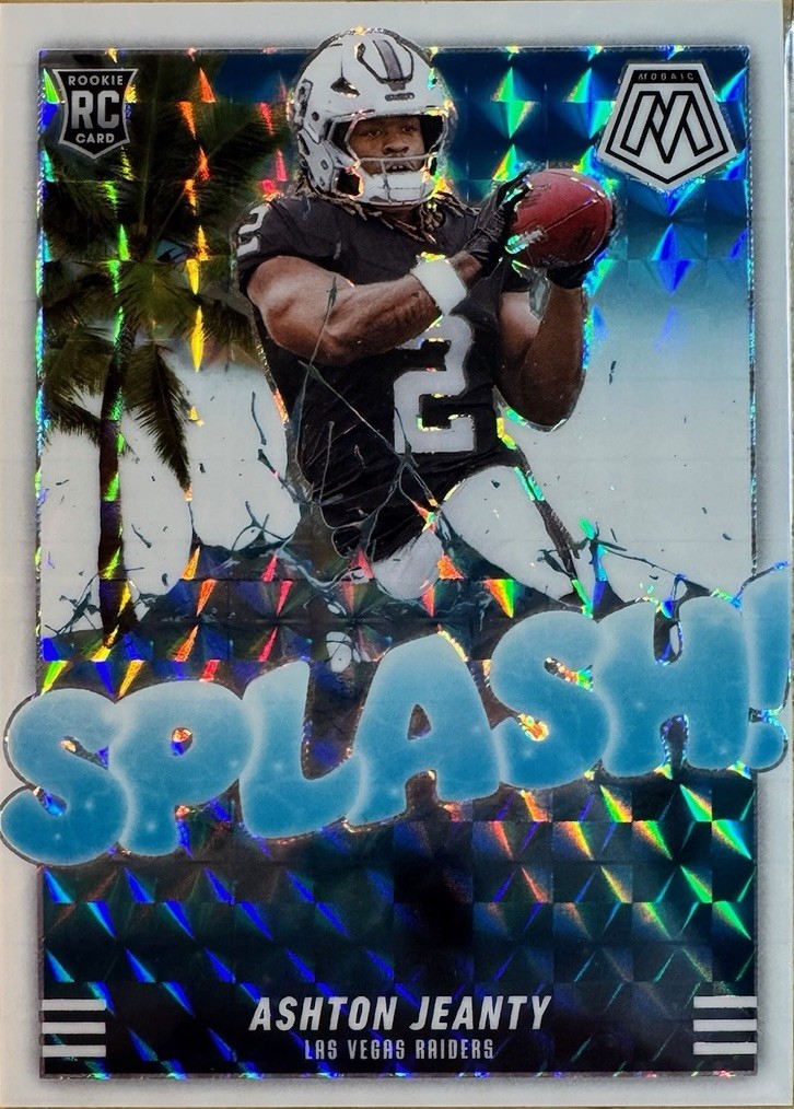2025 Panini Mosaic Splash #14 Ashton Jeanty White Mosaic Parallel #/25 Raiders