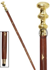 36'' Brass Walking Stick Cane Wooden Vintage Style Brass Handle Handmade Gift