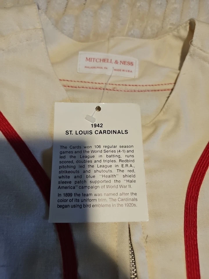 Rare 1942 Auth Mitchell & Ness Stan Musial St. Louis Cardinals MLB Jersey Sz/M - Image 4 of 4