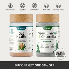 SNAP Gut Health + Organic Spirulina & Chlorella – Probiotic & Superfood Detox