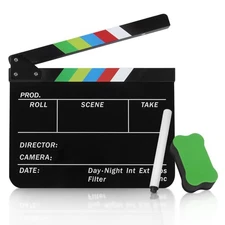 Directors Film Clapper Board Film Slate, Acrylic Plastic Dry Erase Movie Clap...