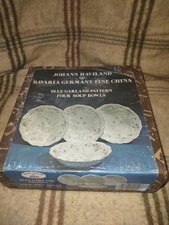 NOS Johann Haviland Blue Garland set of 4 Soup Bowls