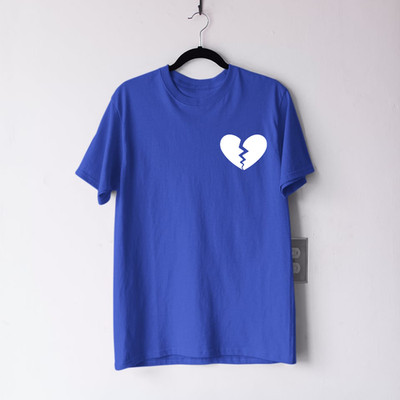 AF MERCH T-Shirt Broken Heart Print Crew Neck 100% Baumwolle Schwarz