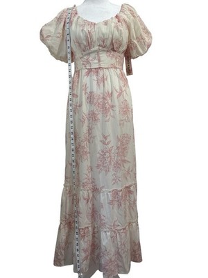Inspired Hearts Vestido Maxi Floral Rosa Manga Globo Escote Cuadrado Talla M