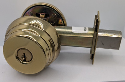 ARROW E-62 DOUBLE CYLINDER DEADBOLT  2-3/4'' Backset,  BRIGHT BRASS ,  2 keys