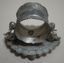 Wilcox Meriden CT Silverplate Ornate Napkin Holder w Two Cherubs Holding Ring
