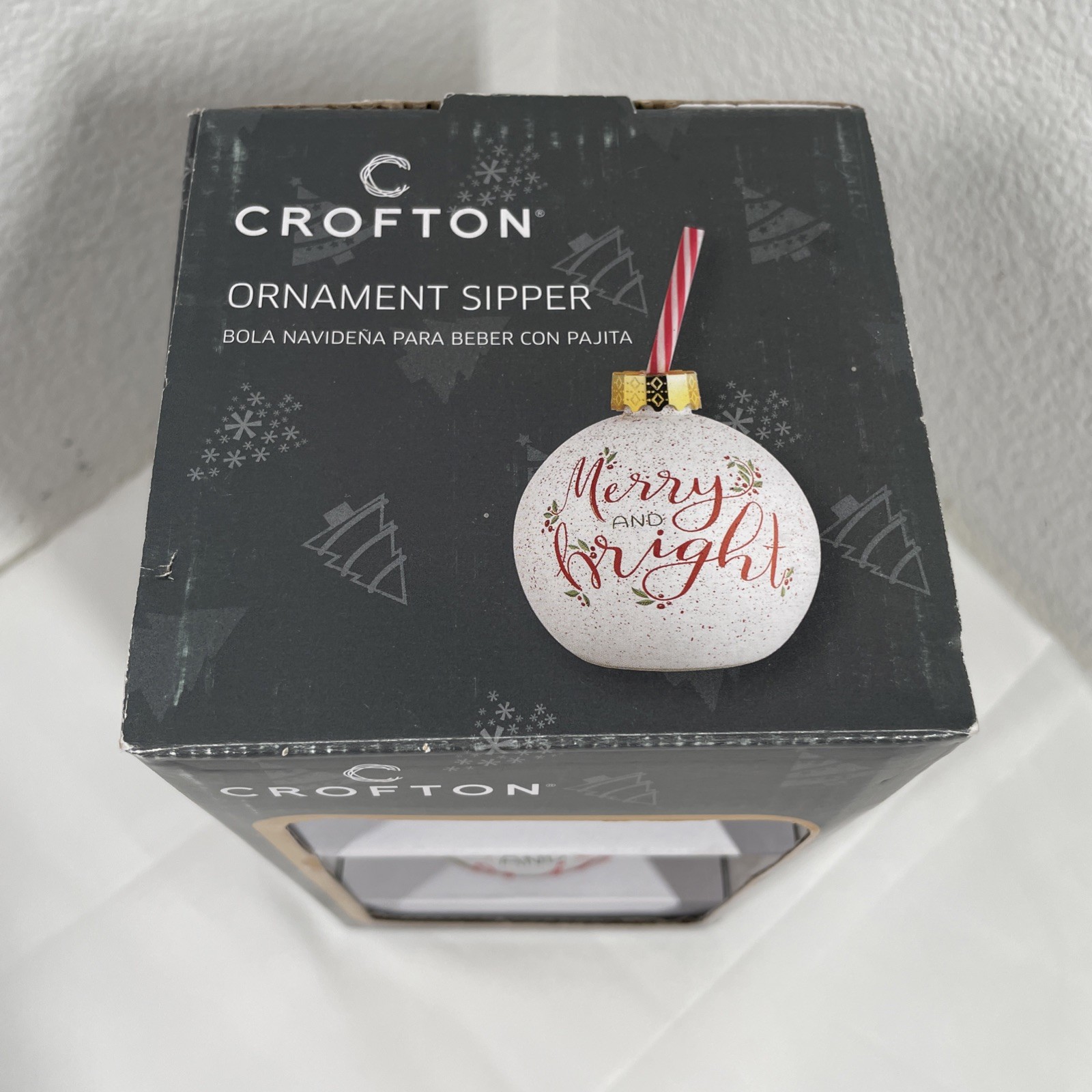 Crofton Ornament Sipper “Merry and Bright” 13.5 oz Capacity NIP OS Christmas NEW