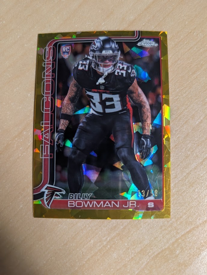 2025 Topps Chrome Sapphire Billy Bowman Jr. RC Gold Refractor #/50 Falcons